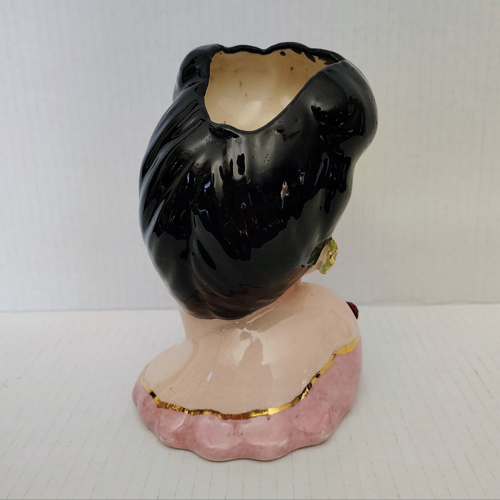 Lady Head Vase Hand Painted By "Barbara" in 1951 - Picture 3 of 7